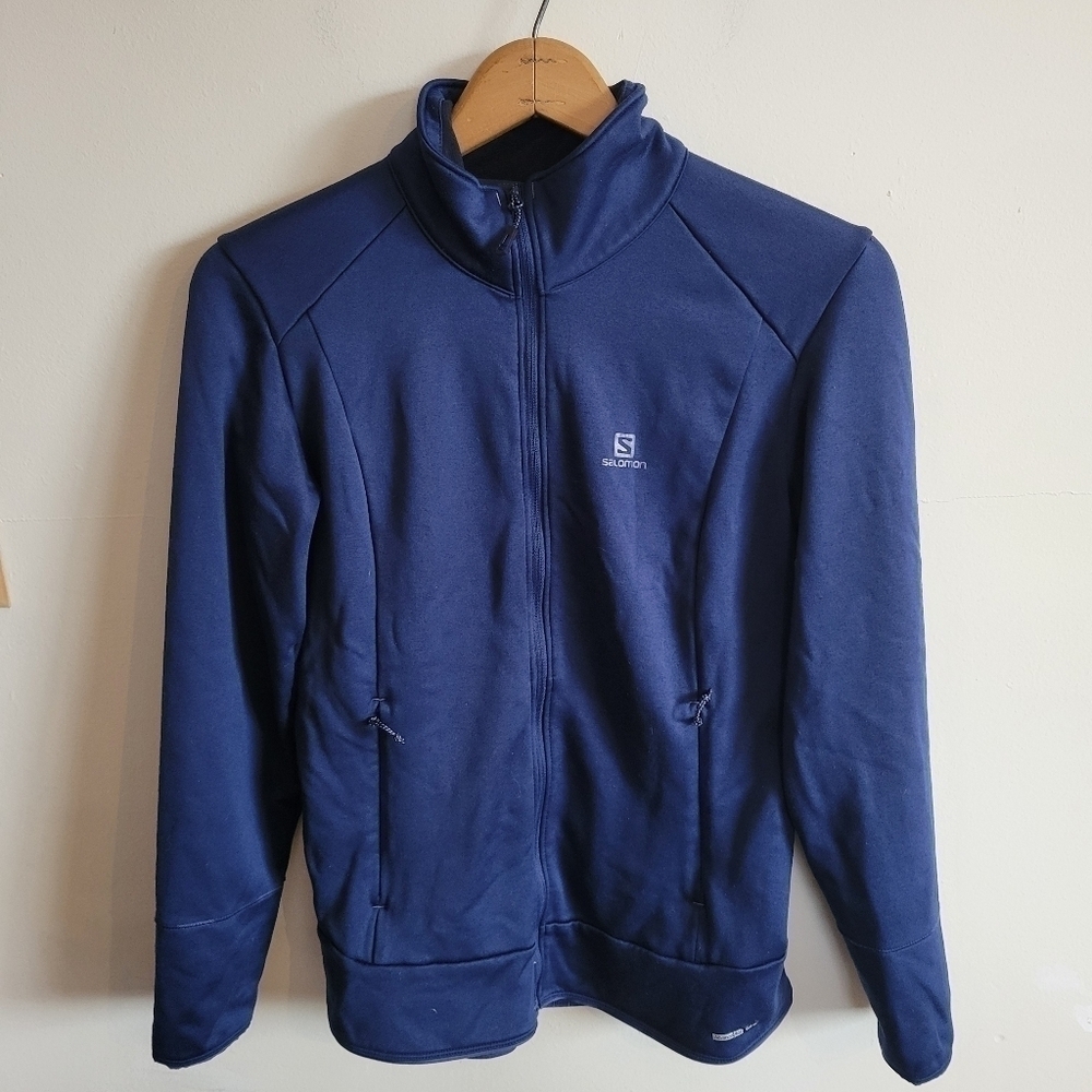 Salomon Full Zip Sweatshirt Fleece Lined Blue Long Sleeve M Medium